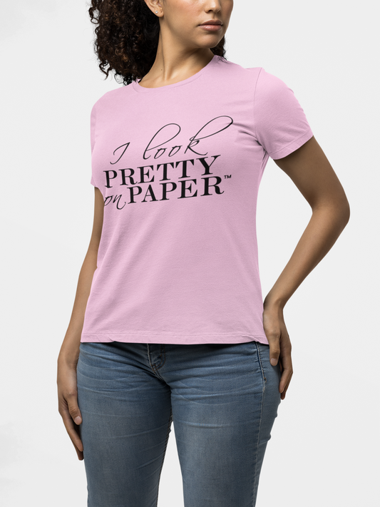 I Look Pretty On Paper Signature Tee - (Pink/Black)