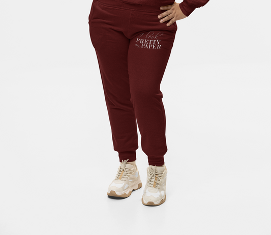 I Look Pretty On Paper Signature Jogger (Cranberry/White)