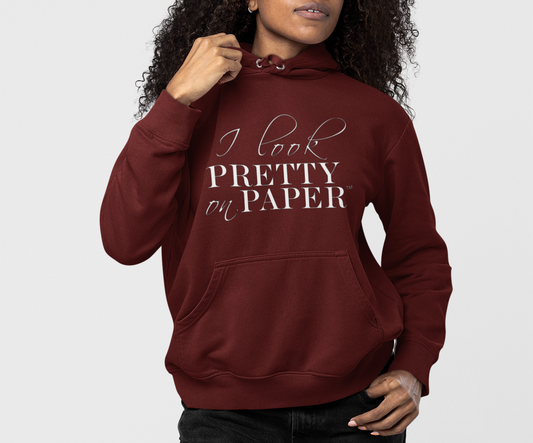 I Look Pretty On Paper Signature Hoodie (Cranberry/White)