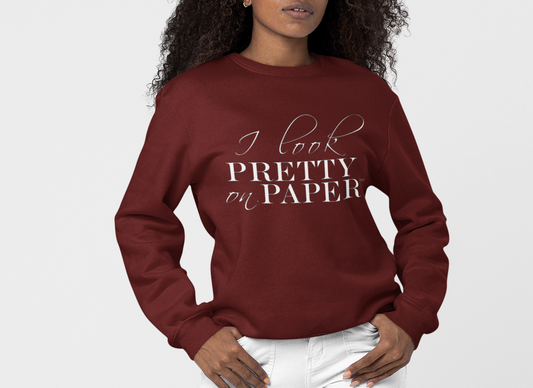 I Look Pretty On Paper Signature Sweatshirt (Cranberry/White)